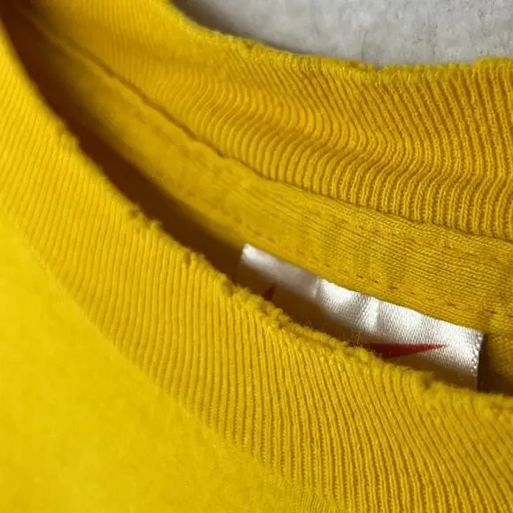 NIKE Shirt Mens L 90s Center Swoosh Spellout Short Sleeve Cotton Yellow VTG - Picture 10 of 13